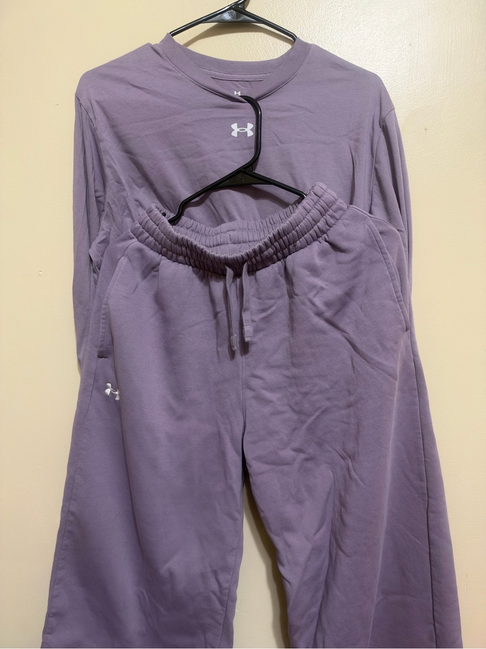 Under Armour Women's Light Purple Long Sleeve and Wide Leg Sweatpants Set